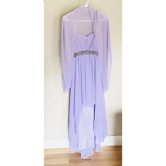 Fiesta Fashion Lavender Gown Prom Dress Size Medium High-low Shawl Strapless - Picture 9 of 11